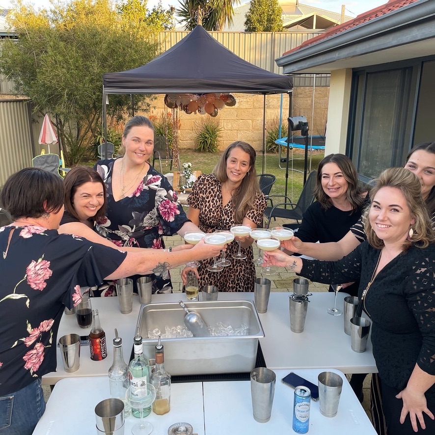 A backyard cocktail class under a marquee in Perth